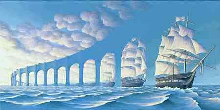 optische illusies brug of schip